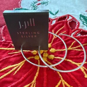 NWT J Jill Fine Wire Sterling Silver Open Hoop Earrings